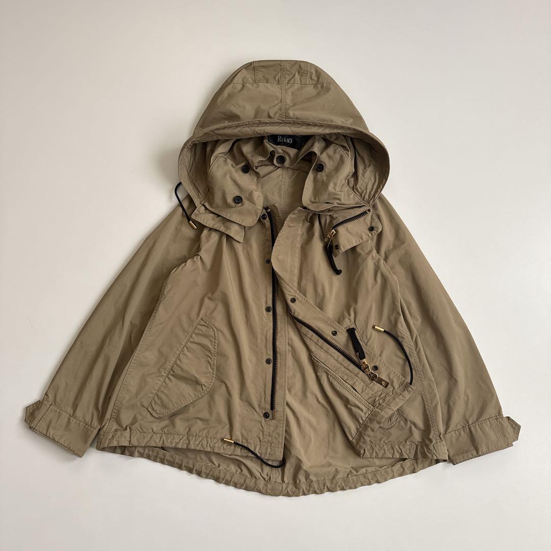 ▪️ザ・リラクス ショートモッズコート 長袖 フード カーキ系 サイズ38