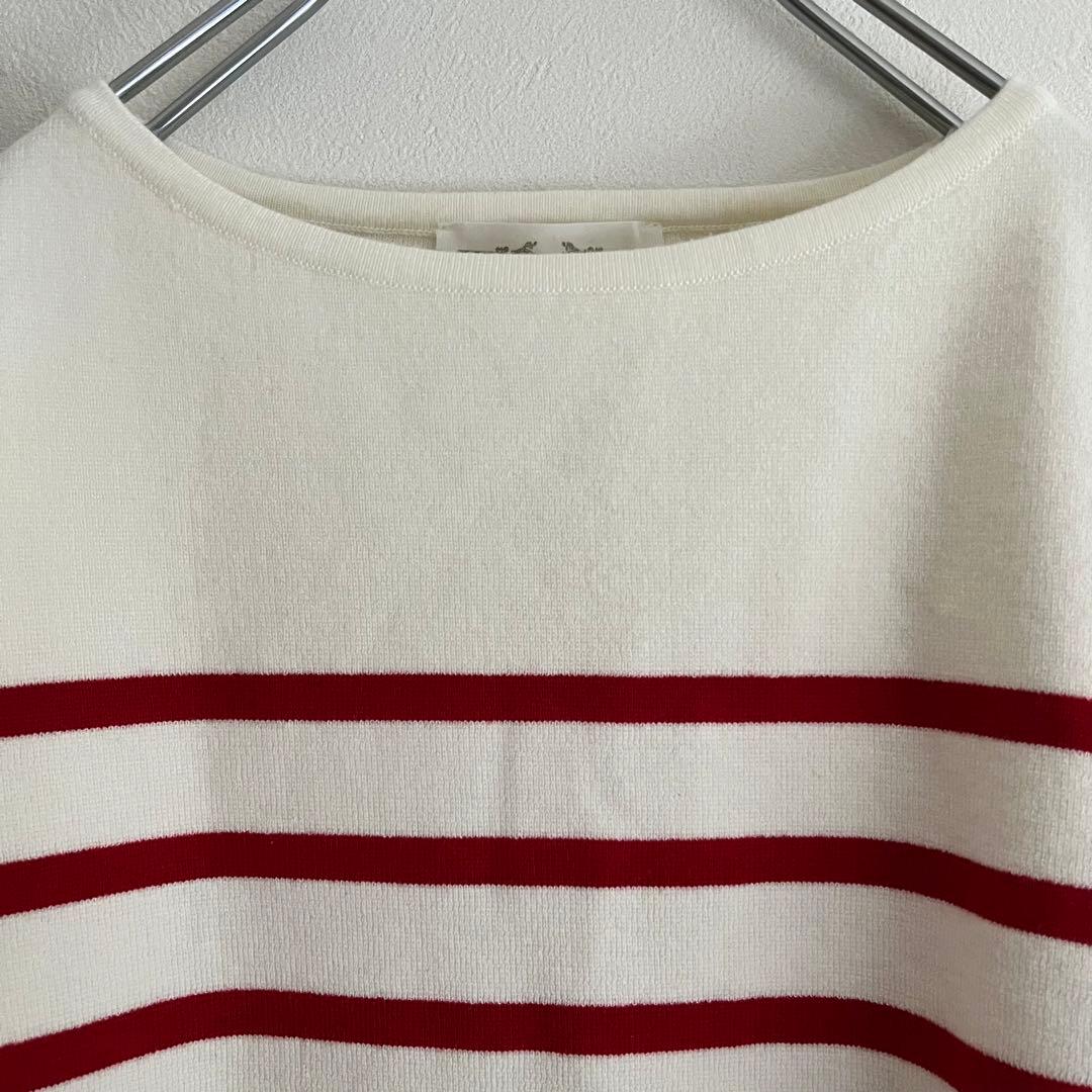 定価2.09万 ビアズリー ミラノリブボーダーニット レッド 春ニット