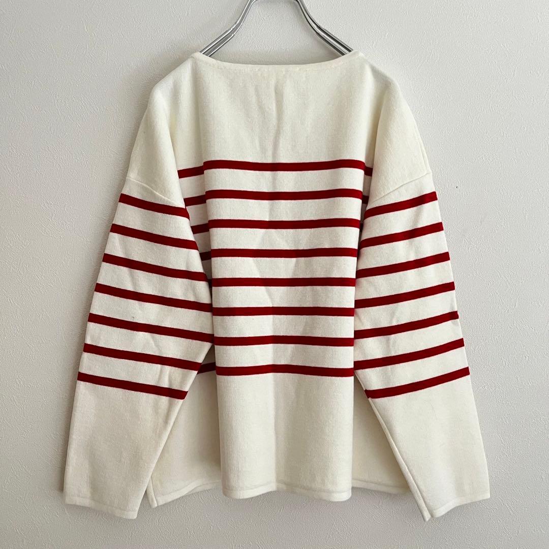 定価2.09万 ビアズリー ミラノリブボーダーニット レッド 春ニット