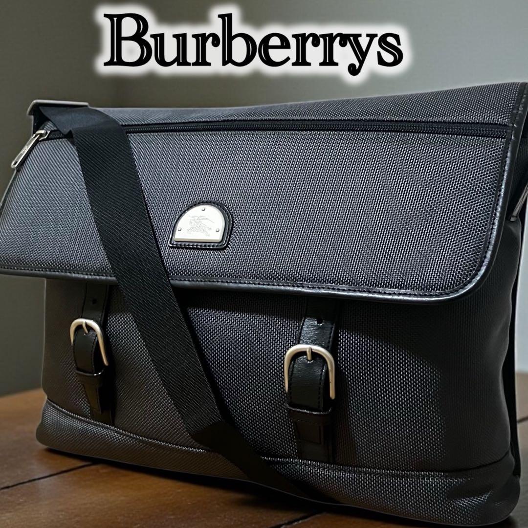 ✨美品✨バーバリーズ ヴィンテージ メッセンジャーバッグ 黒 グレー ナイロン