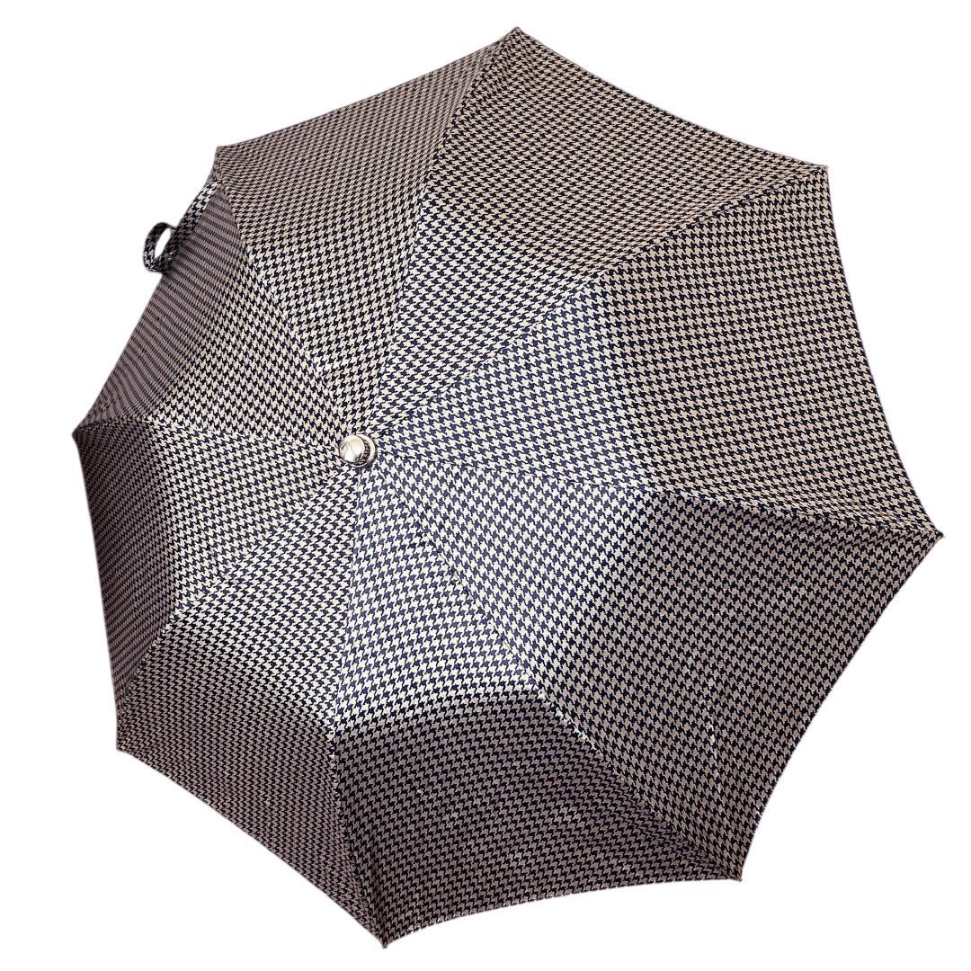 マリアフランチェスコ 折り畳み傘 ネイビー ベージュ 千鳥格子 イタリア製 新品