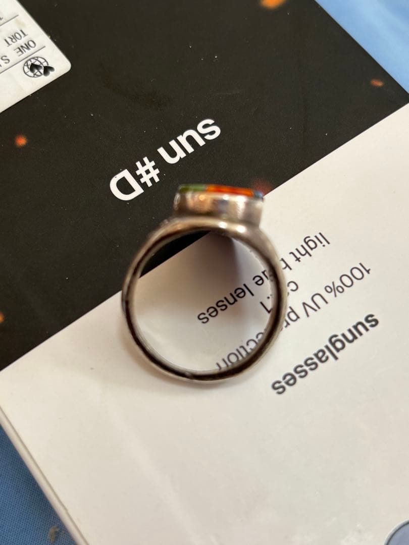 も*ょ様 値下げ！NAVAJO TL刻印 マルチカラーインレイリング スタンプワ