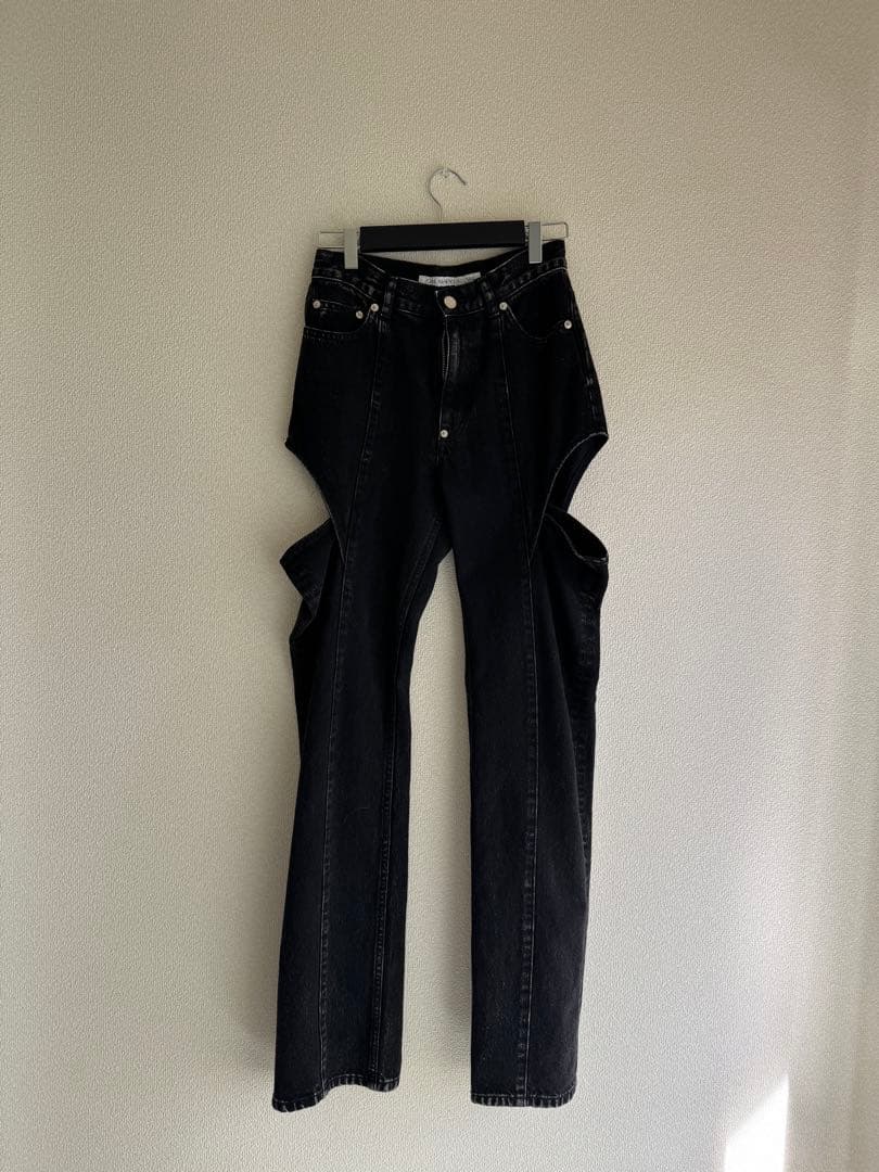 パンツ WASHED DENIM HOLLOWED OUT PANTS