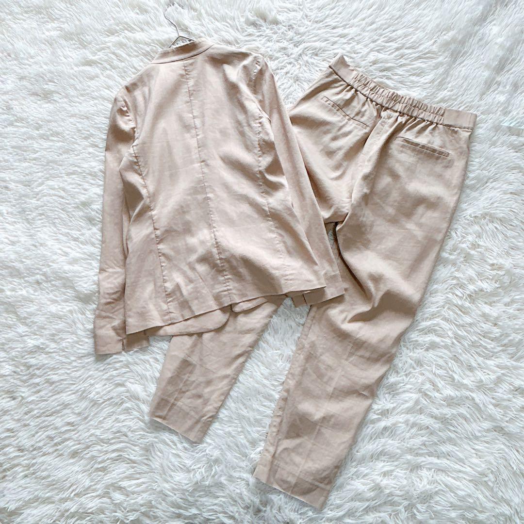 【美品】PLST　リネンブレンドパンツセットアップ　洗える　超ストレッチ　M　L
