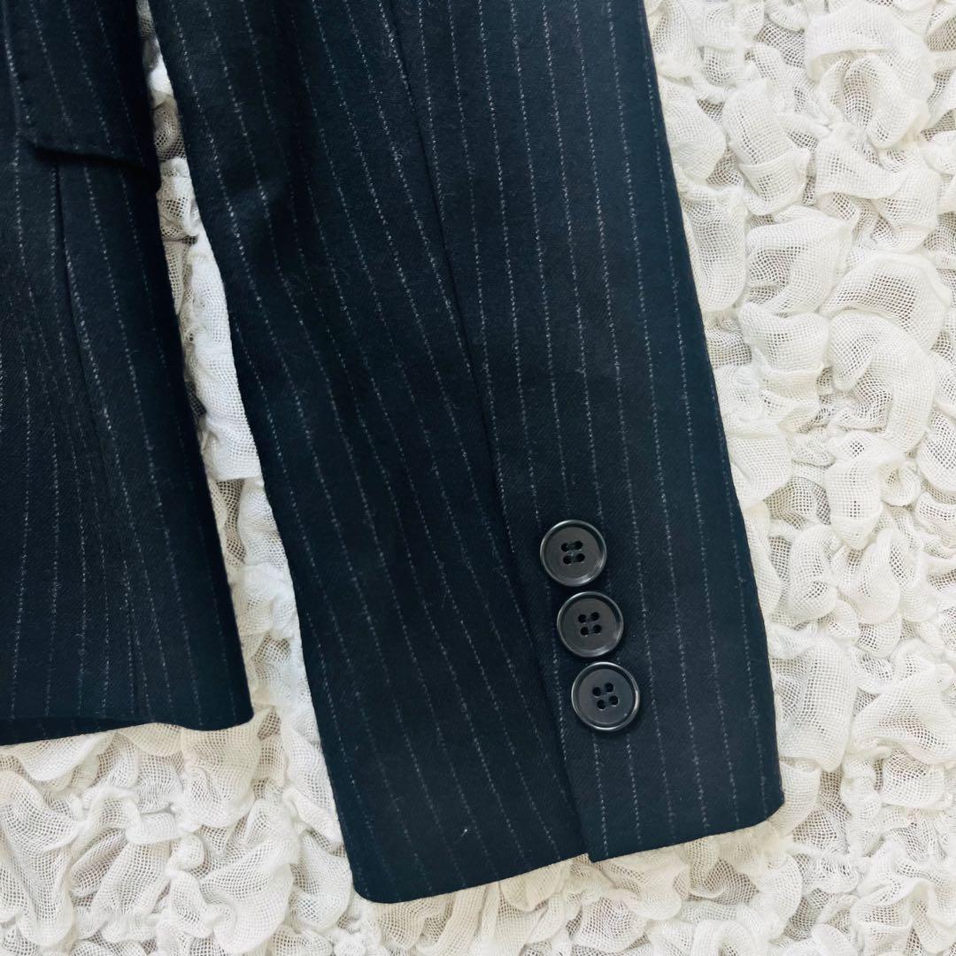 iCBアイシービー ストライプウールセットアップパンツスーツ カシミヤ混 ML紺