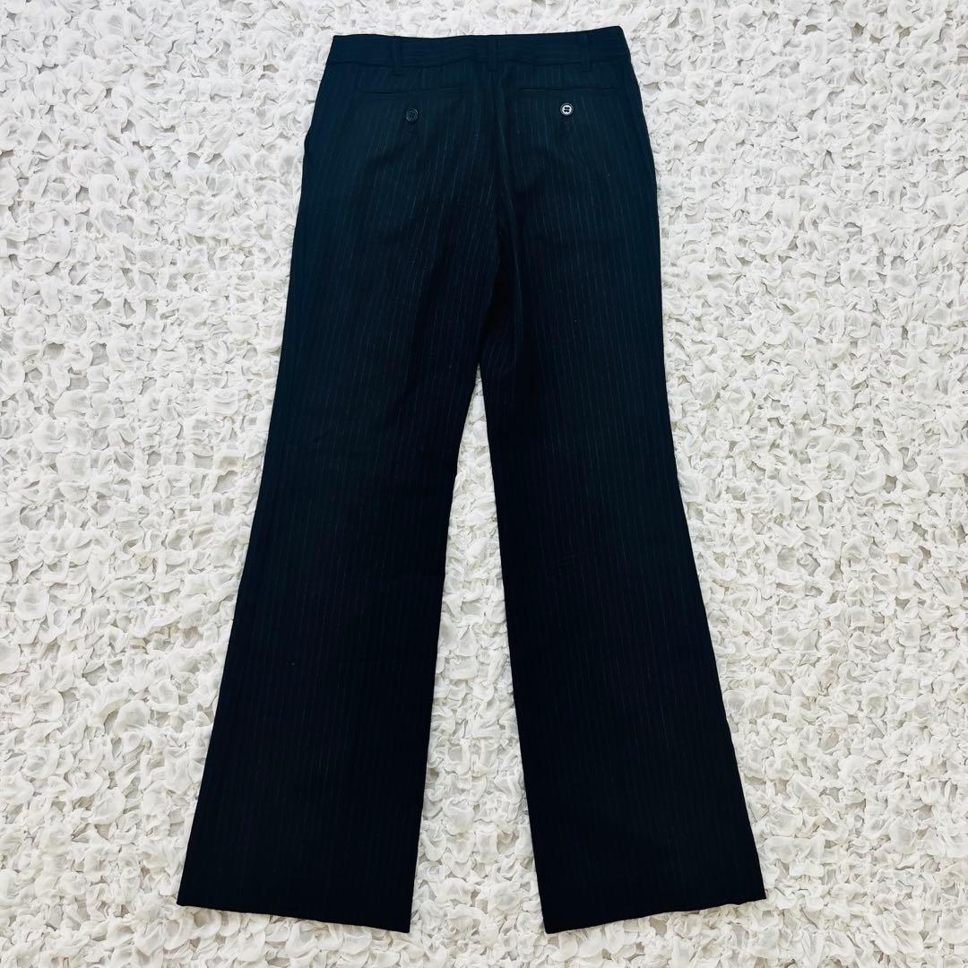 iCBアイシービー ストライプウールセットアップパンツスーツ カシミヤ混 ML紺