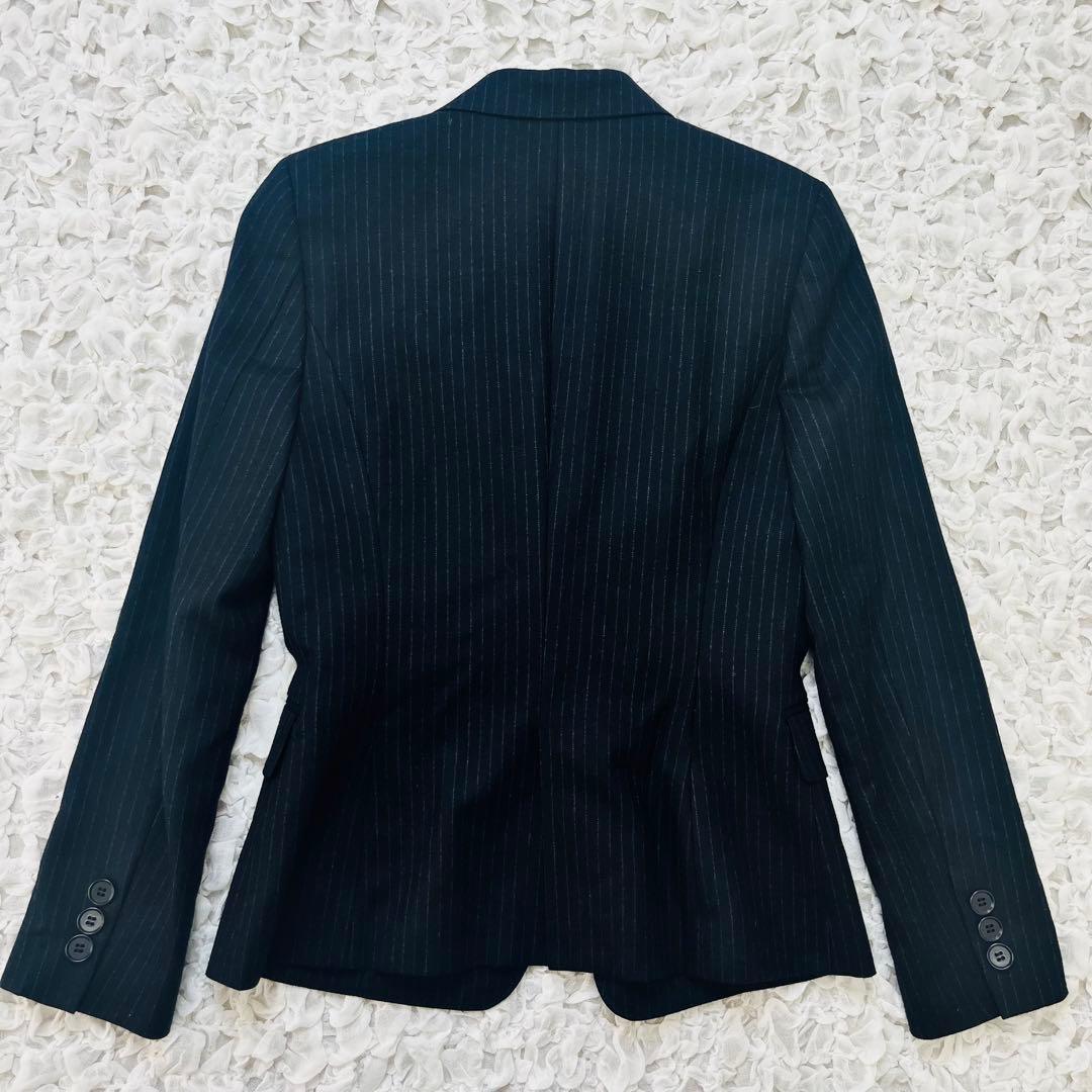 iCBアイシービー ストライプウールセットアップパンツスーツ カシミヤ混 ML紺