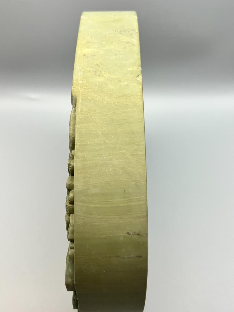 【海】硯　松花江緑石硯 松樹山水画　大硯 錦箱入　中国書道 　約：3.8kg