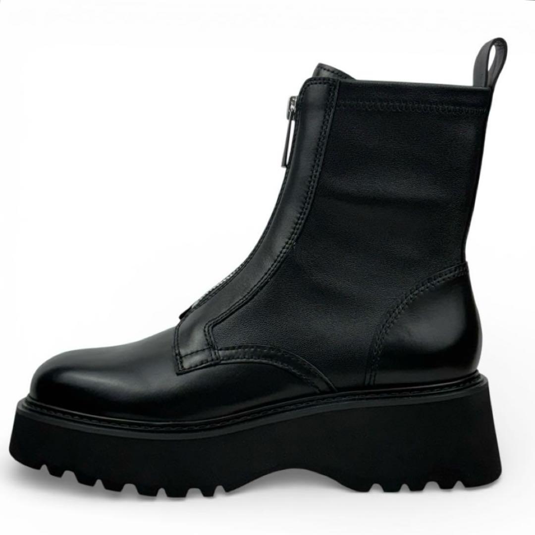 【新品同様】STACCATO 23cm フロントジップ　ブーツ　黒