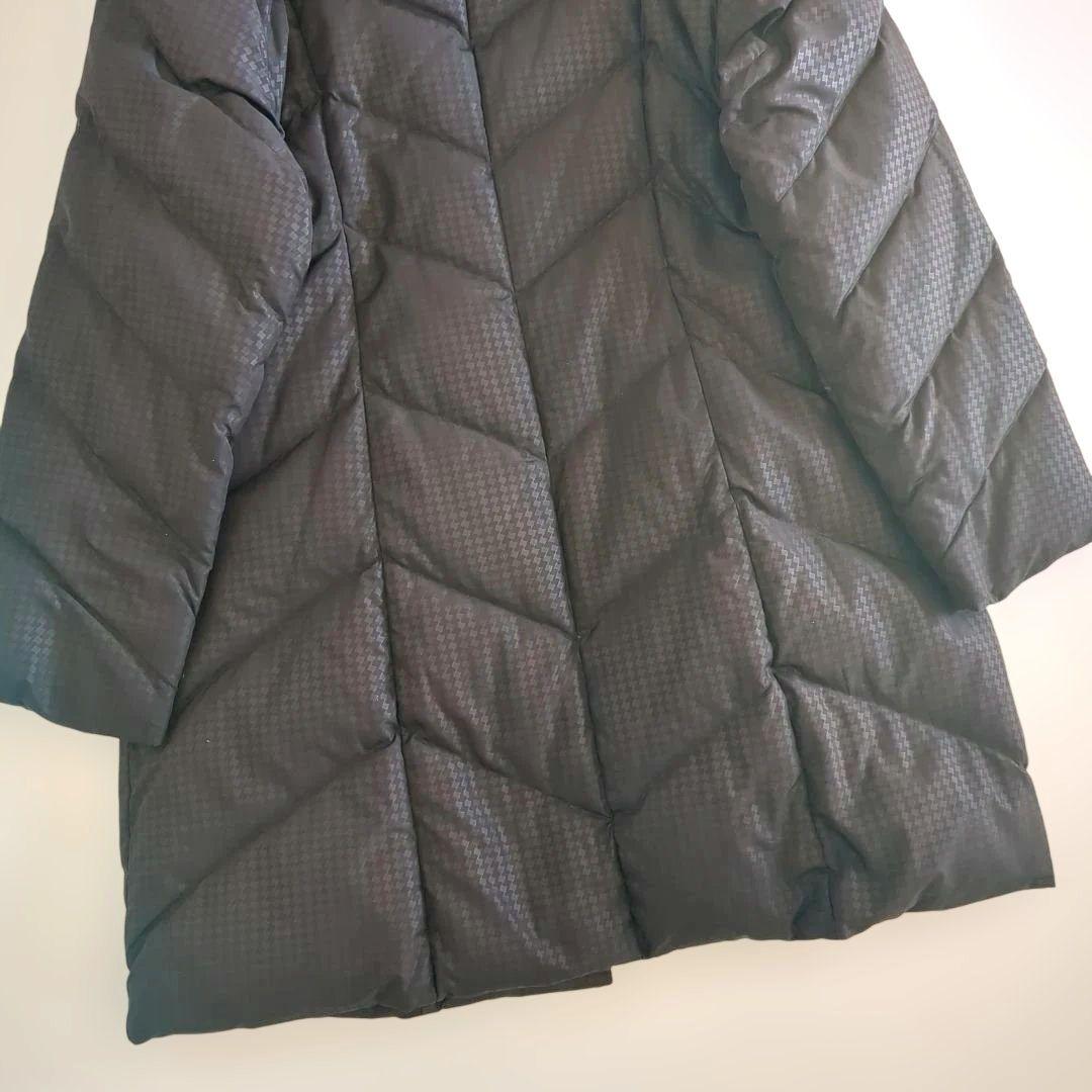 極美品★バルマン ダウンコート フード フォックスファー L総柄 ダークブラウン