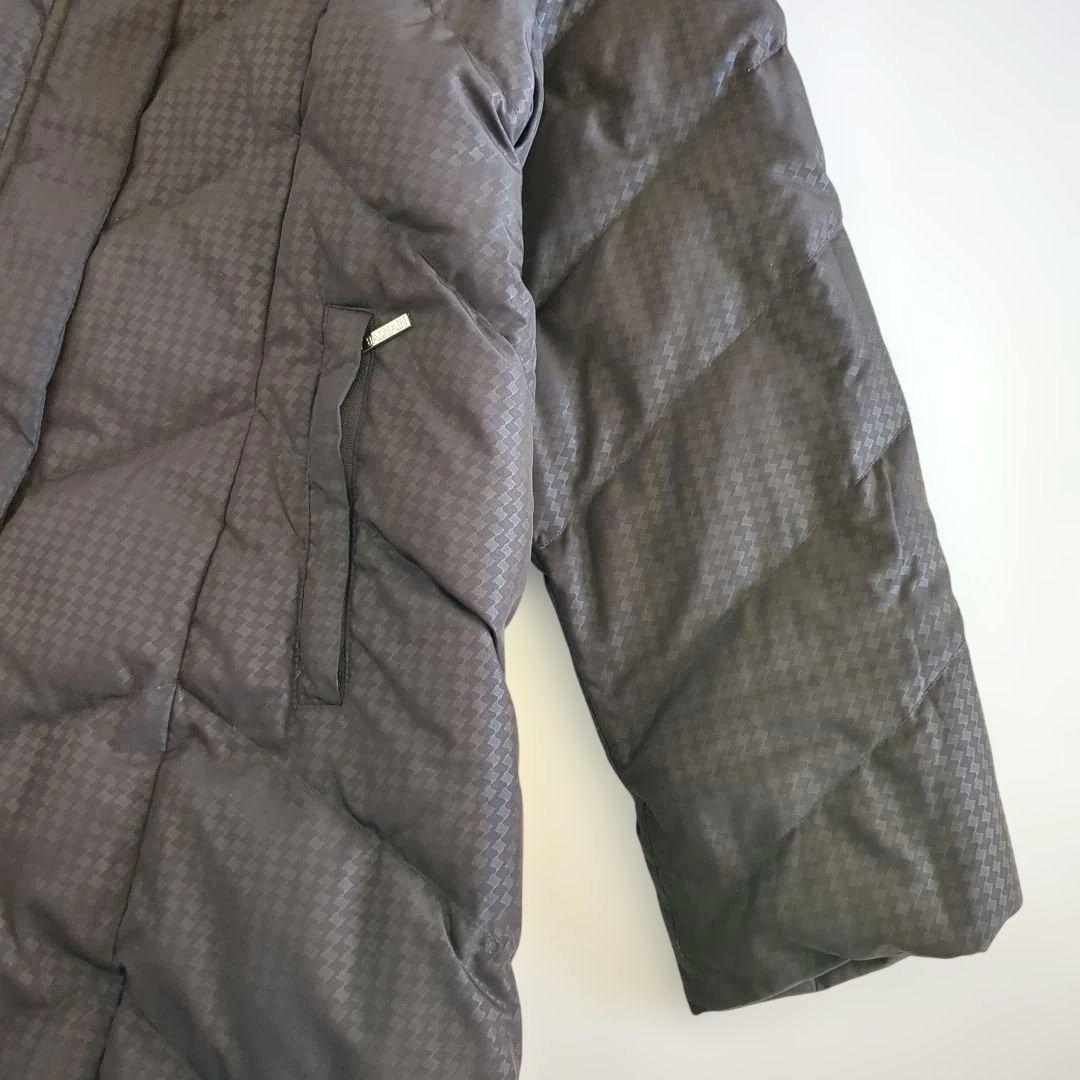 極美品★バルマン ダウンコート フード フォックスファー L総柄 ダークブラウン