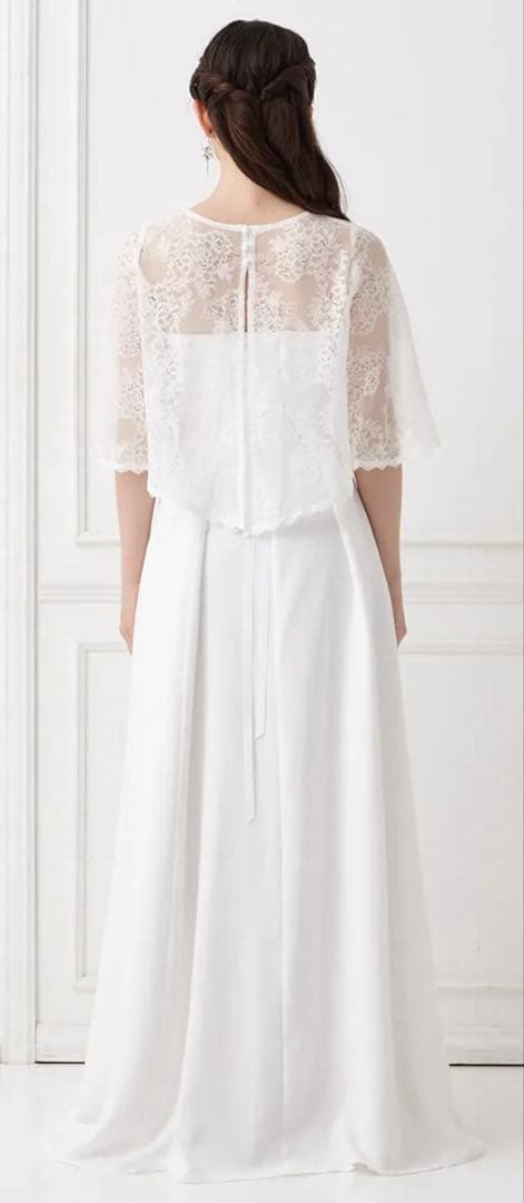 【AIMER】レースケープ付き2WAYホワイトドレス