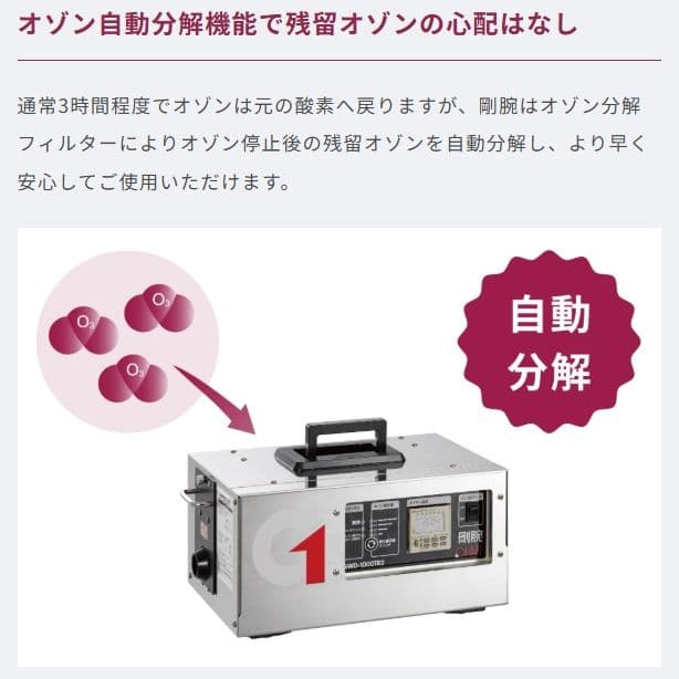オゾン発生器 剛腕 GWD-1000TR2 除菌 脱臭 食品管理 24時間タイマ