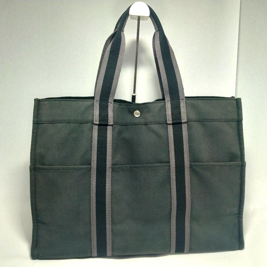 エルメス HERMES フールトゥ GM キャンバス トートバッグ ブラック 黒