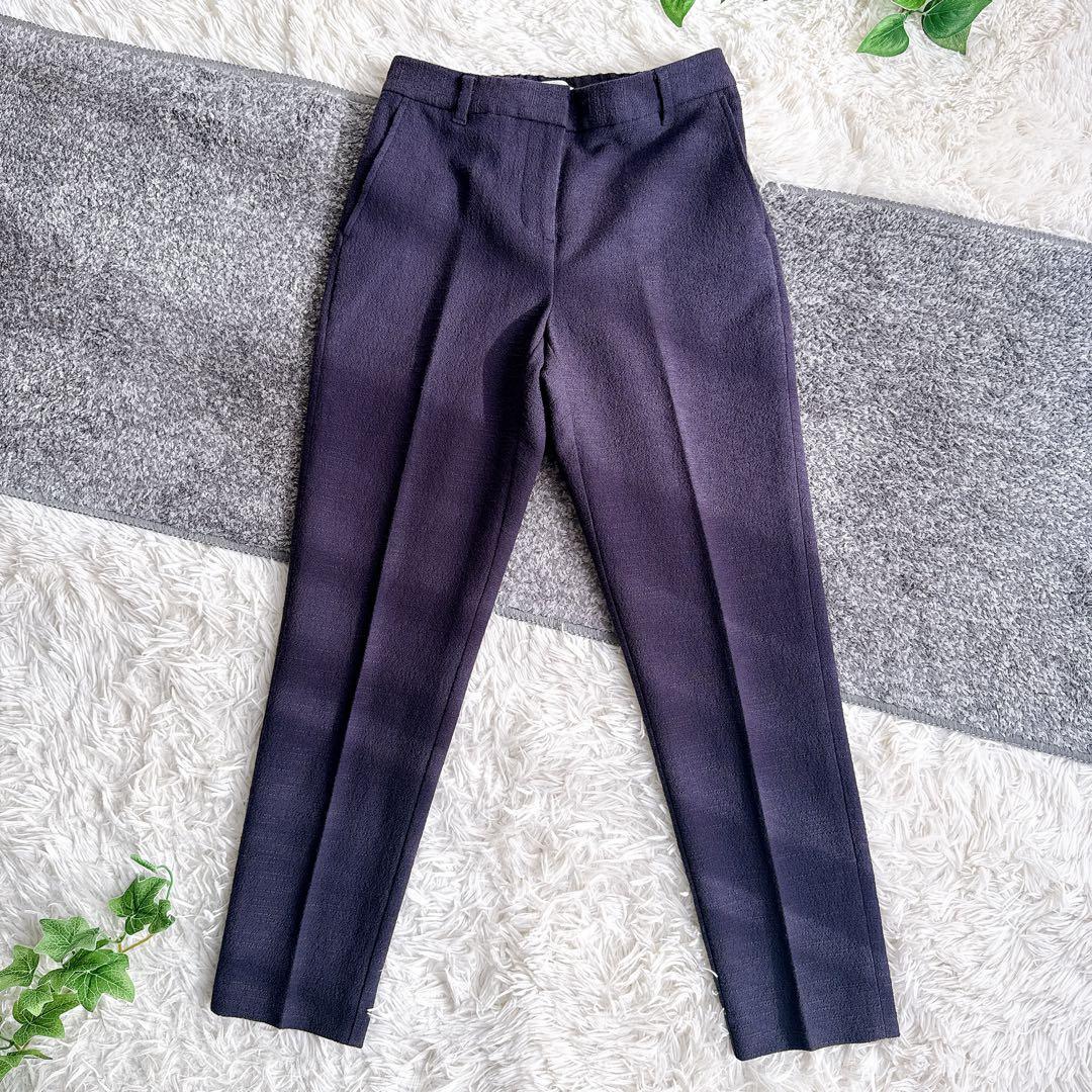 プラステ　スーツ　セットアップ　ノーカラー　パンツ　美シルエット　ネイビー