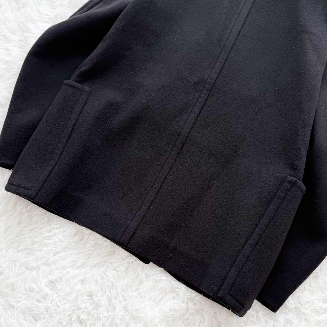 名品 HERMES ウールダッフルコート アウター ショート丈 ブラック 38