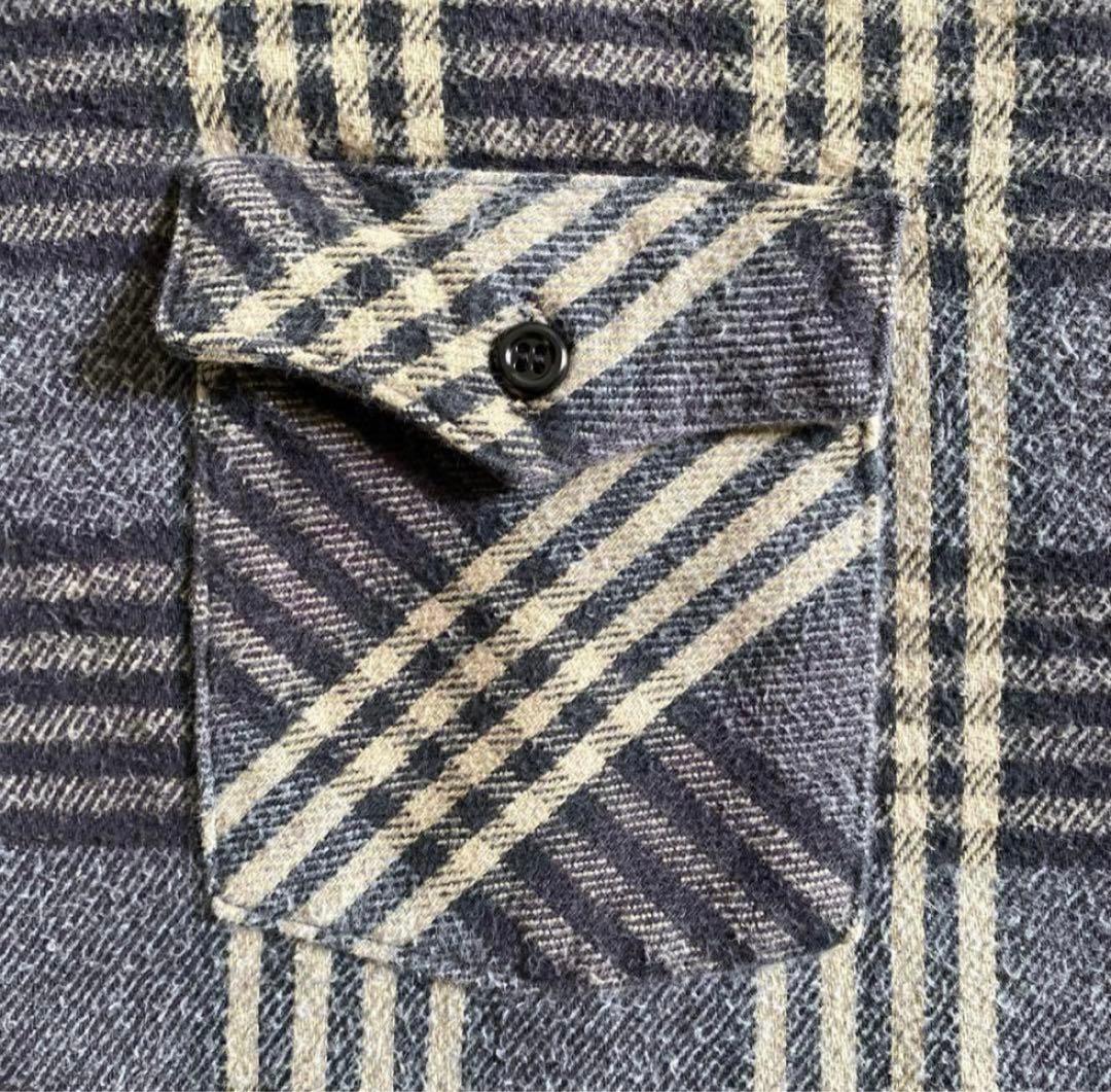 70s 80s WINTER RUN ネルシャツ 灰色×黒×白 USA製 L