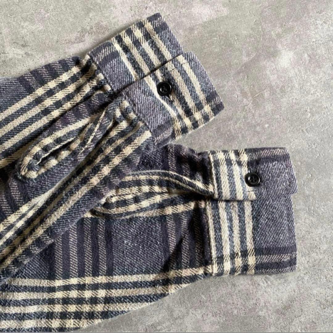 70s 80s WINTER RUN ネルシャツ 灰色×黒×白 USA製 L