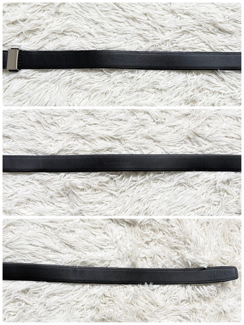 美品　バーバリー　スクエアバックル　ガチャベルト　ブランドネーム刻印　レザー　黒