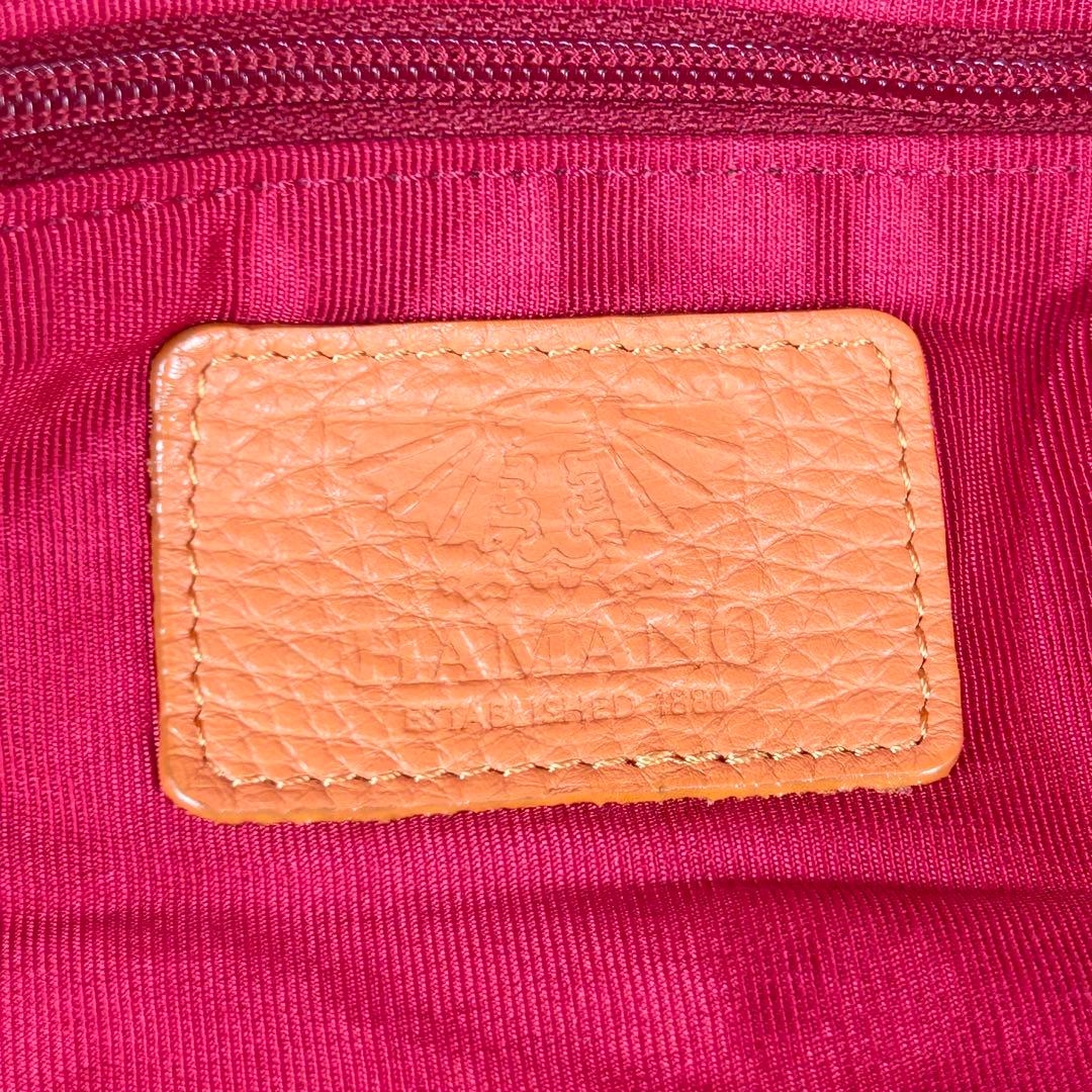 【げんだが】濱野皮革工藝 ハマノ トートバッグ リゼ シボ革 オレンジ