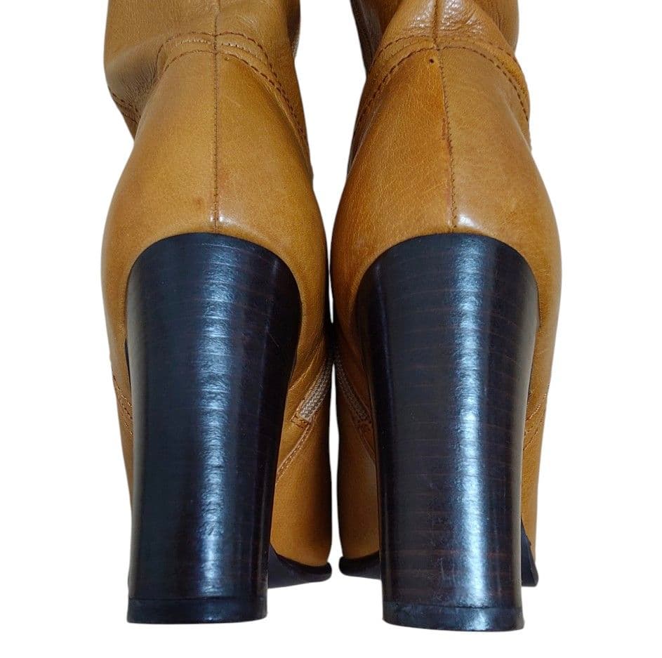 日本製　DIANA ロングブーツ 24㌢　本革　サイドジップ　キャメル