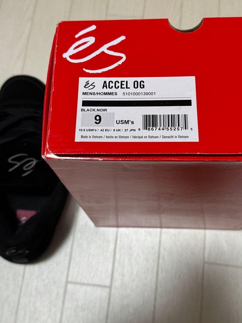 es エス アクセル OG スニーカー ブラック 27.0スケボースケシュー