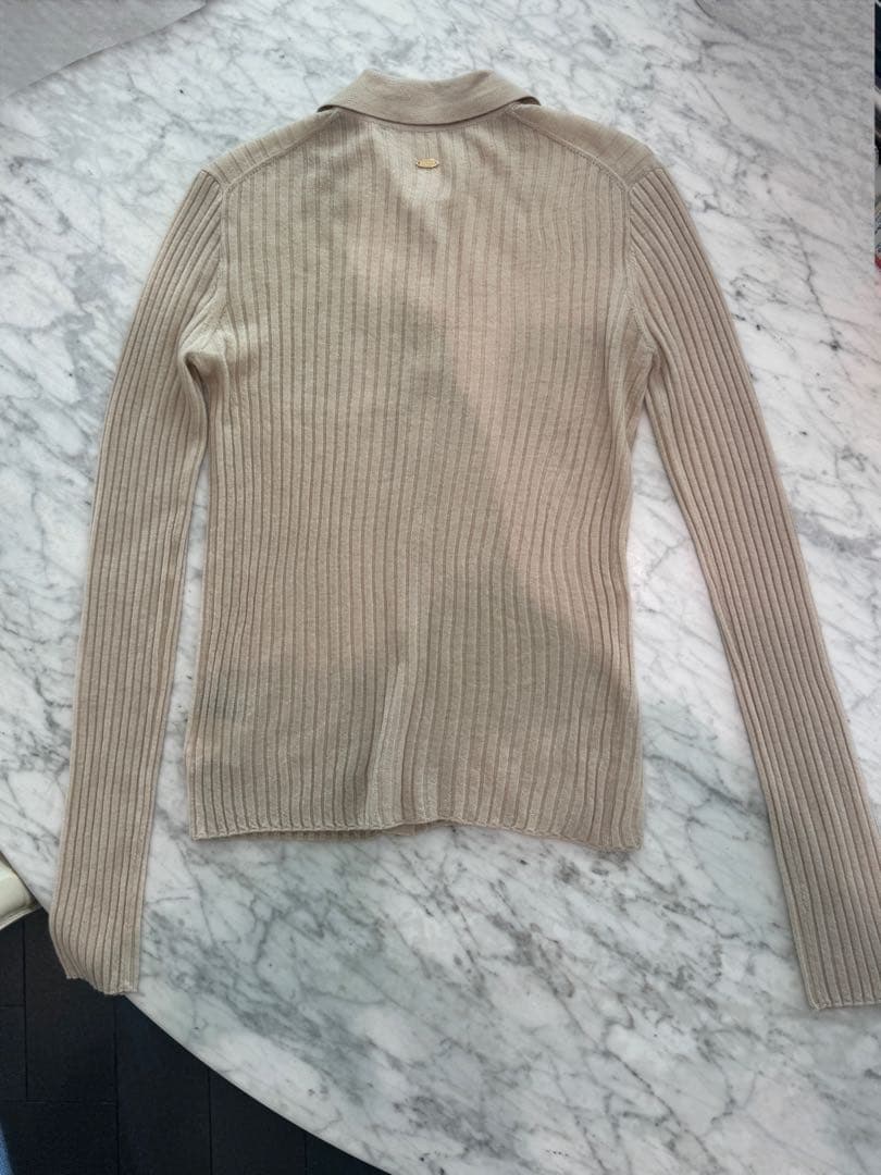 anuans カシミヤ100ニットシャツカーディガン　ライトベージュ