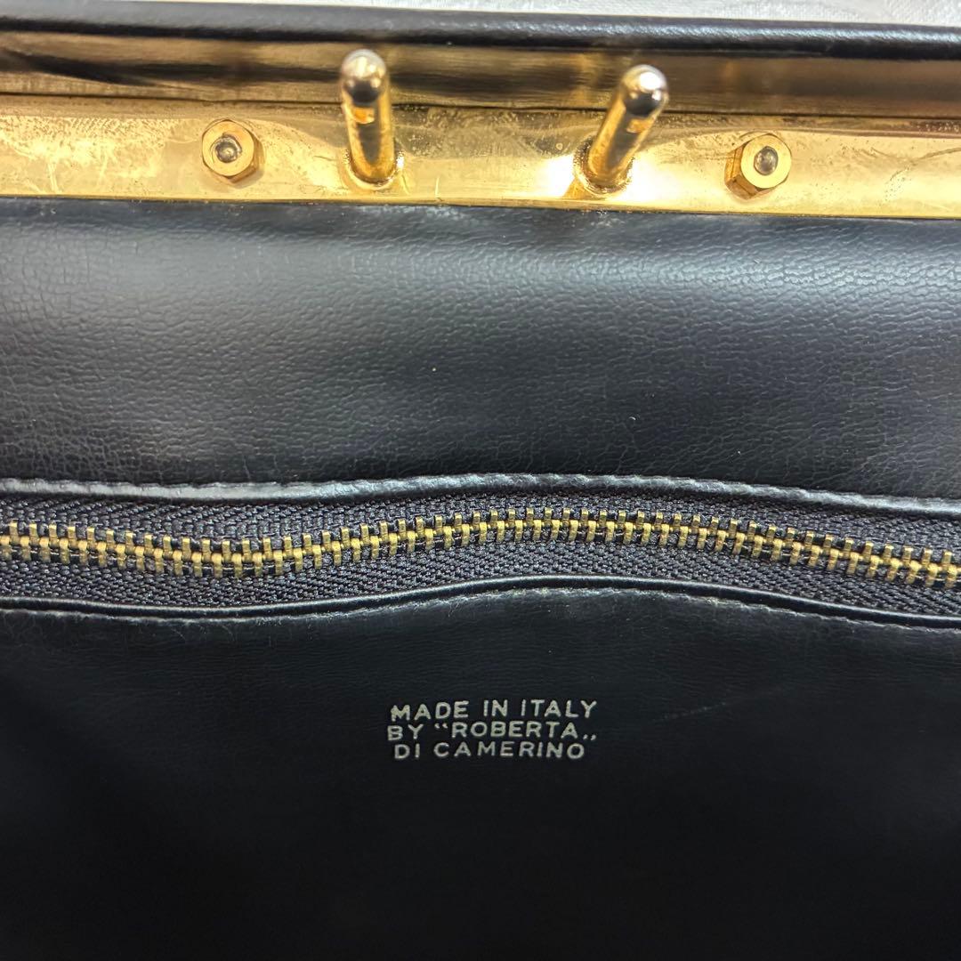 【RobertadiCamerino】レザー がま口 ワンハンドル ハンドバッグ