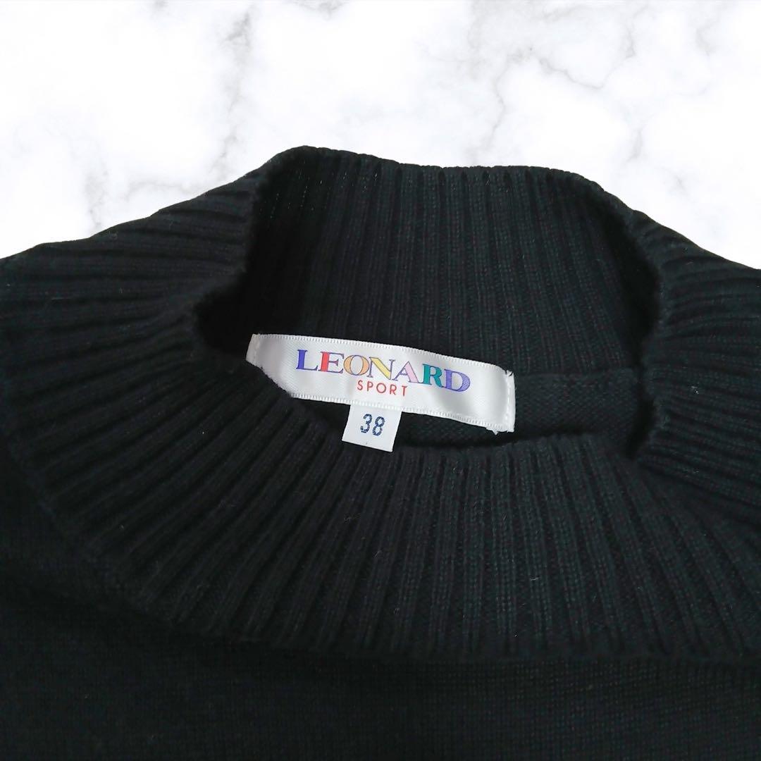 【美品】 LEONARD SPORT カシミヤ シルク刺繍セーター 黒38