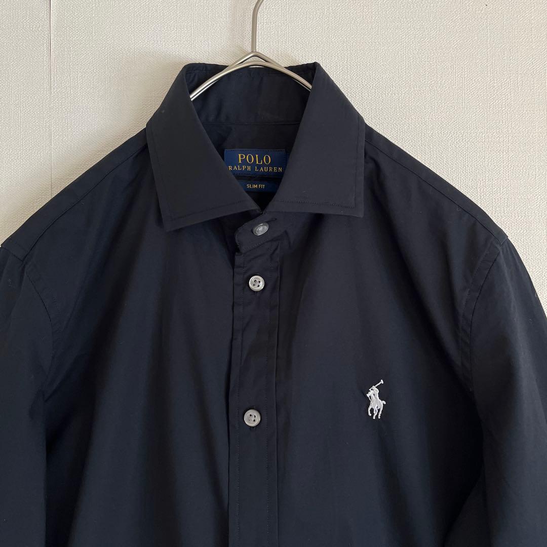 【超レア★未使用級★165/92】ラルフローレン黒ドレスシャツ★サイズ6ブラック