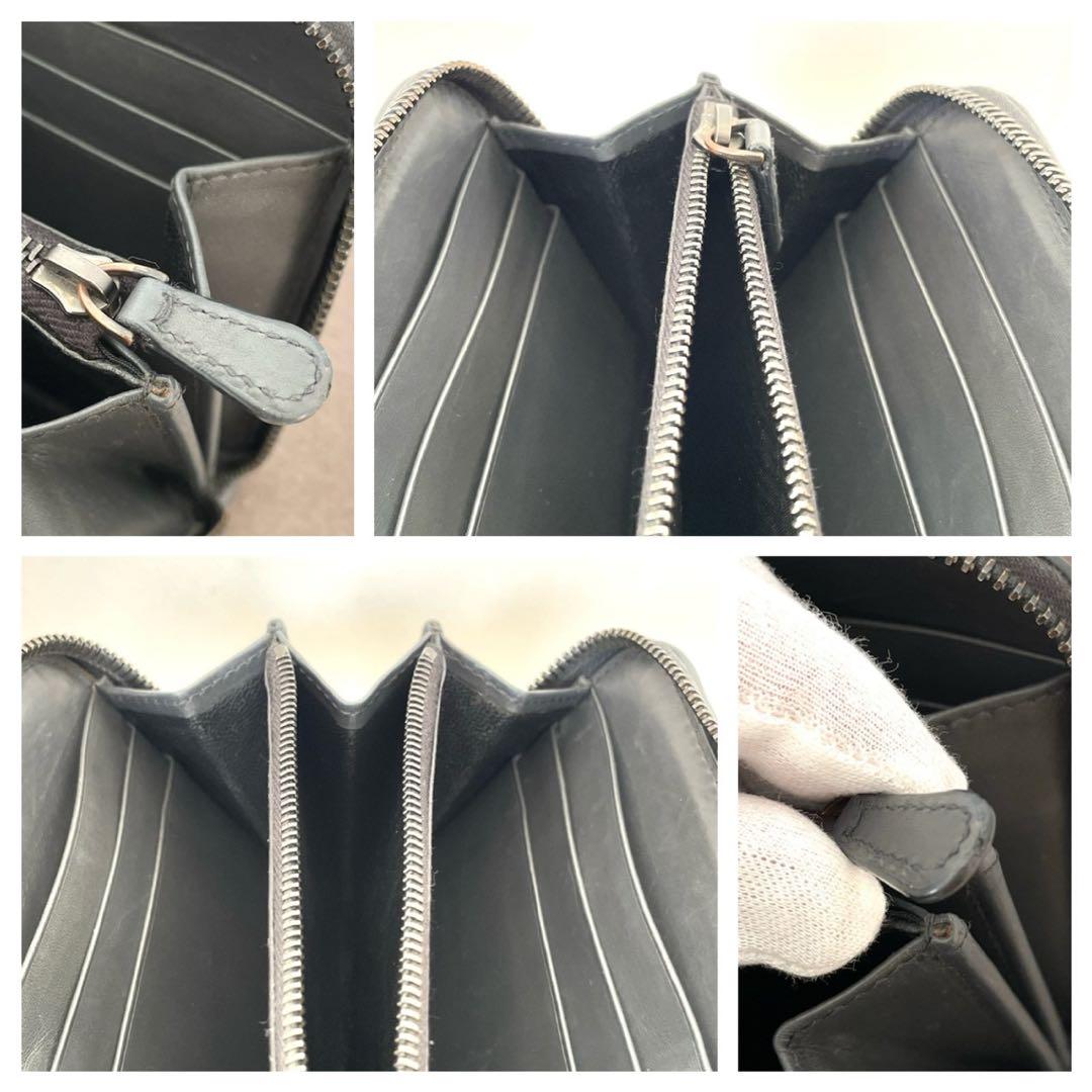 美品☆ボッテガヴェネタ 財布 ラウンドウォレット イントレチャート ダークグレー