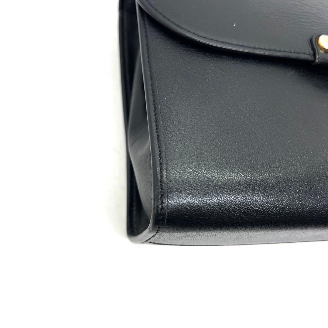 【美品】ディオール ハンドバッグ ゴールド金具 シボレザー ブラック
