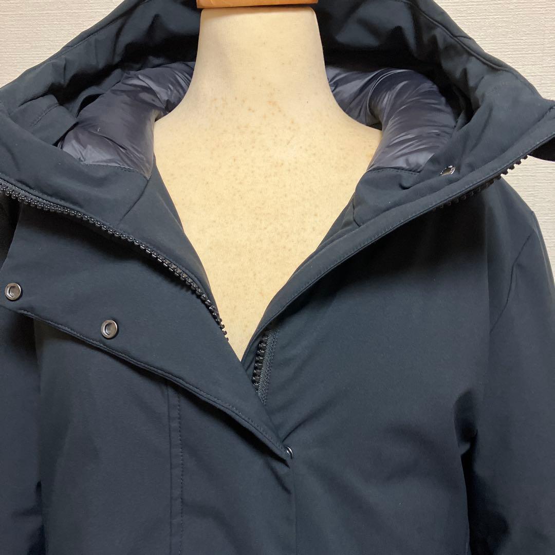 セーブザダック　フード付きロング丈中綿ジャケット 黒