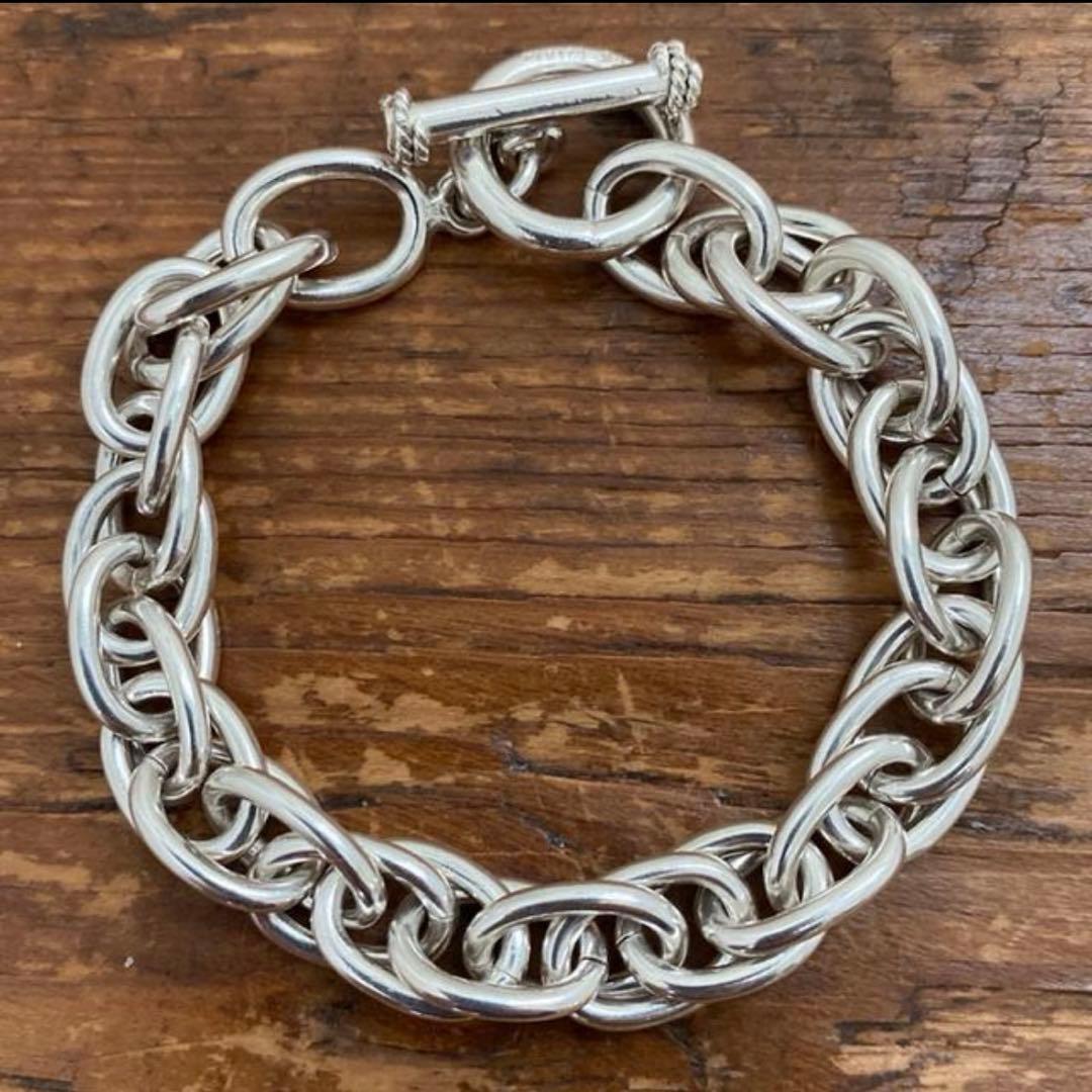 ヴィンテージ メキシカンジュエリー シルバー Tバー ダブル チェーンブレス