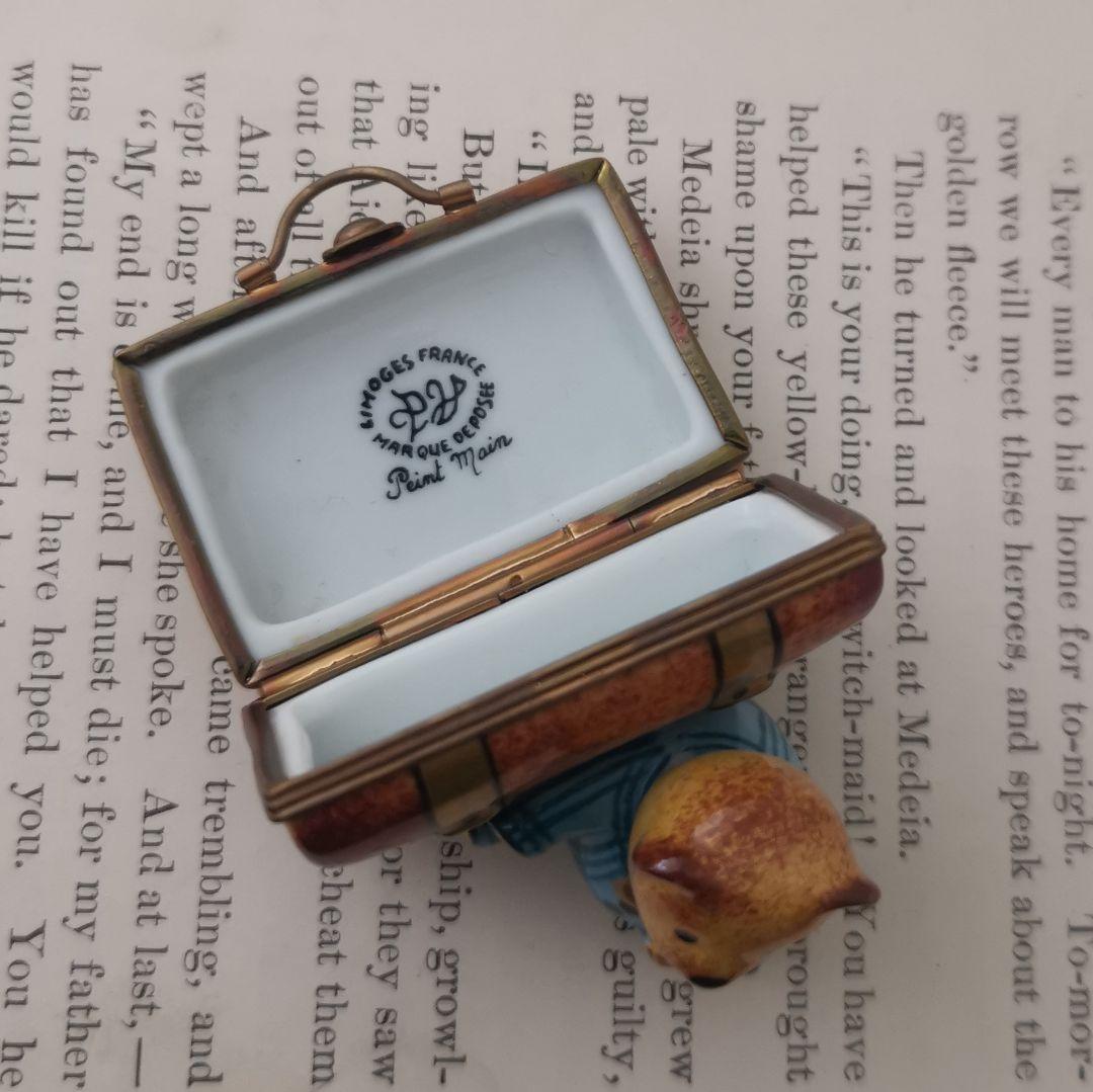 リモージュボックス　テディベアと旅行かばん　フランス製　 小物入れ　ピルケース