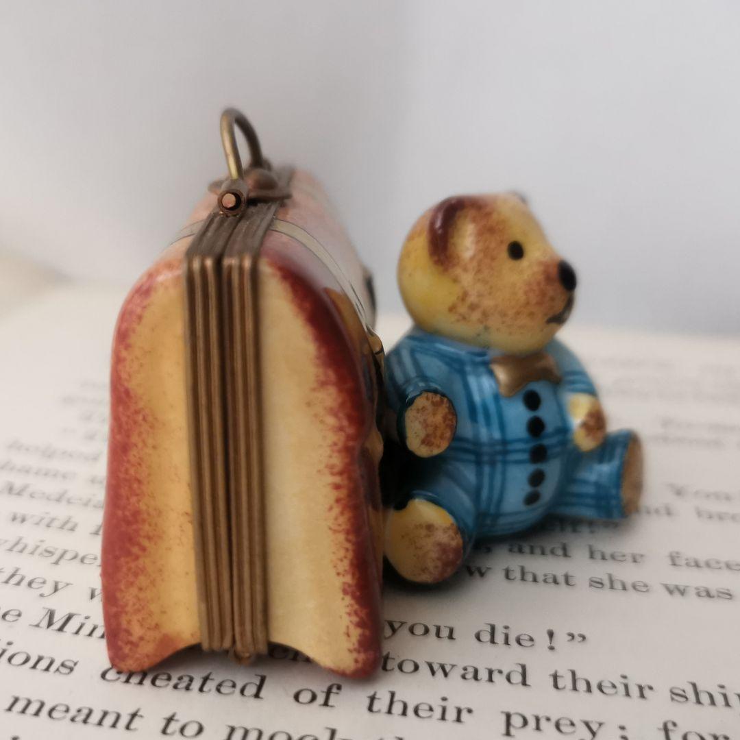 リモージュボックス　テディベアと旅行かばん　フランス製　 小物入れ　ピルケース