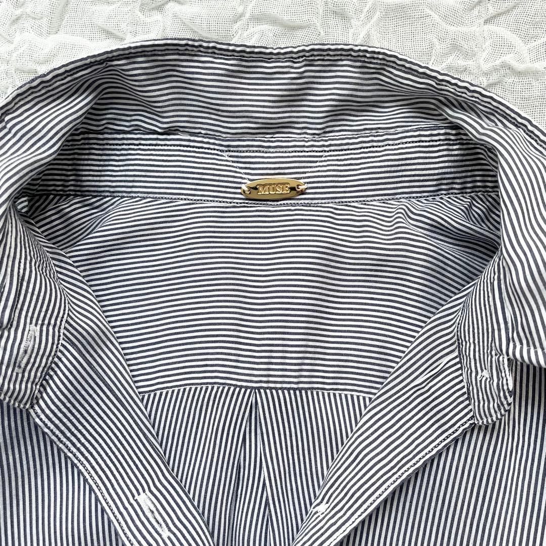【美品】ドゥーズィエムクラス ワイヤーウォッシュシャツ ストライプ シルク混