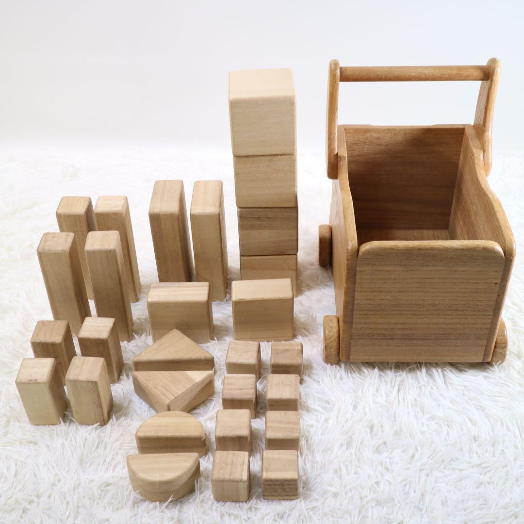 m. 小さな大工さん ビー玉ころがし 積み木 手押し車 セット 知育玩具