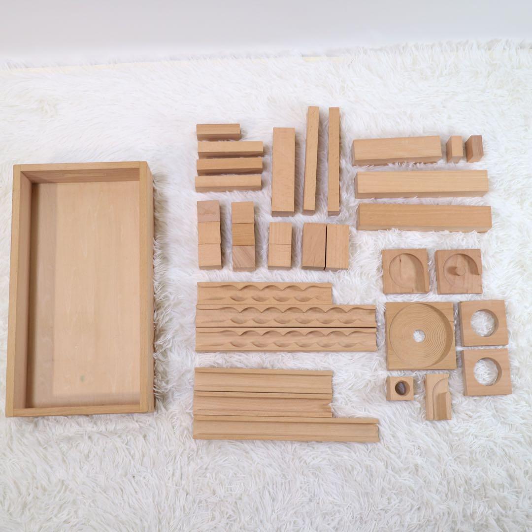 m. 小さな大工さん ビー玉ころがし 積み木 手押し車 セット 知育玩具