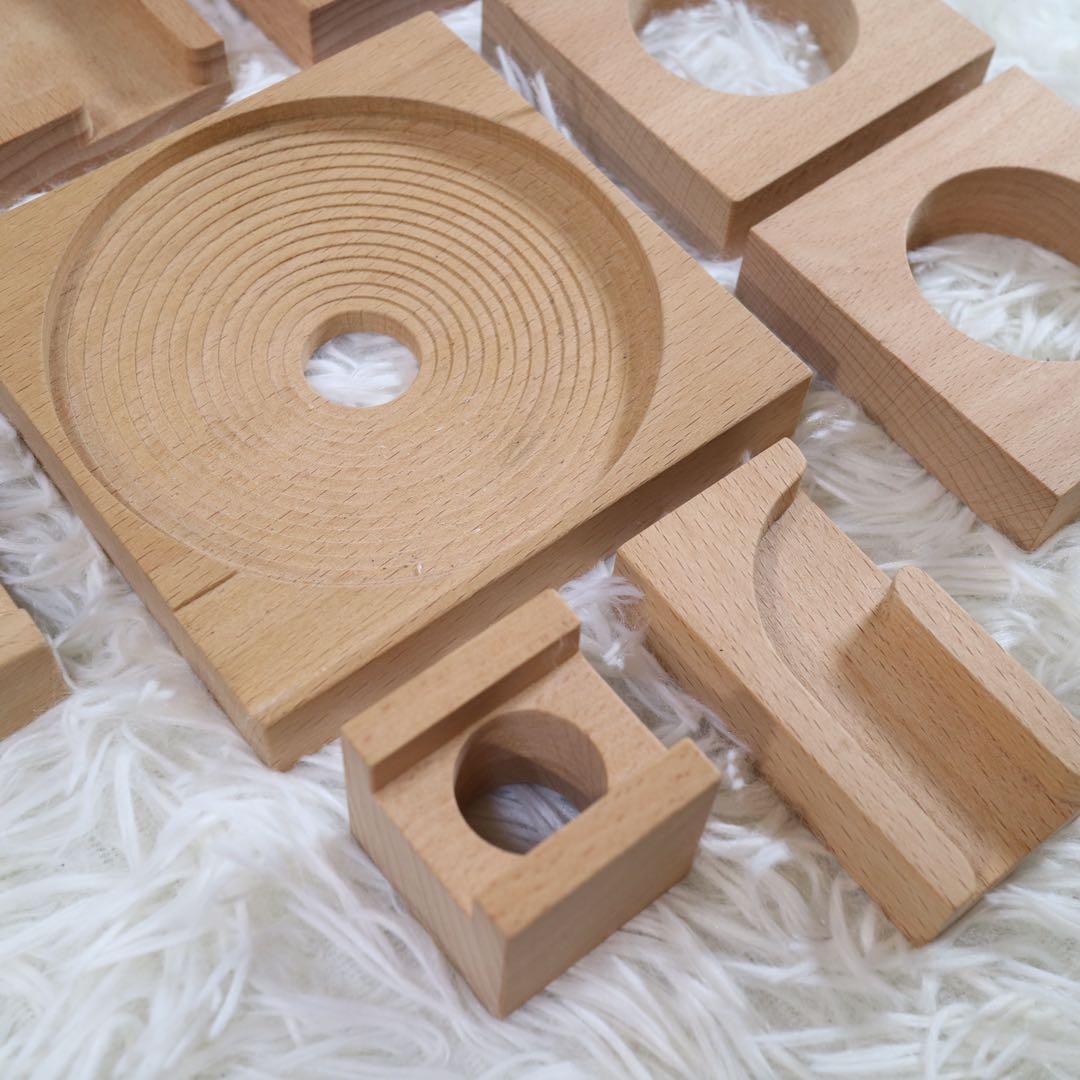 m. 小さな大工さん ビー玉ころがし 積み木 手押し車 セット 知育玩具