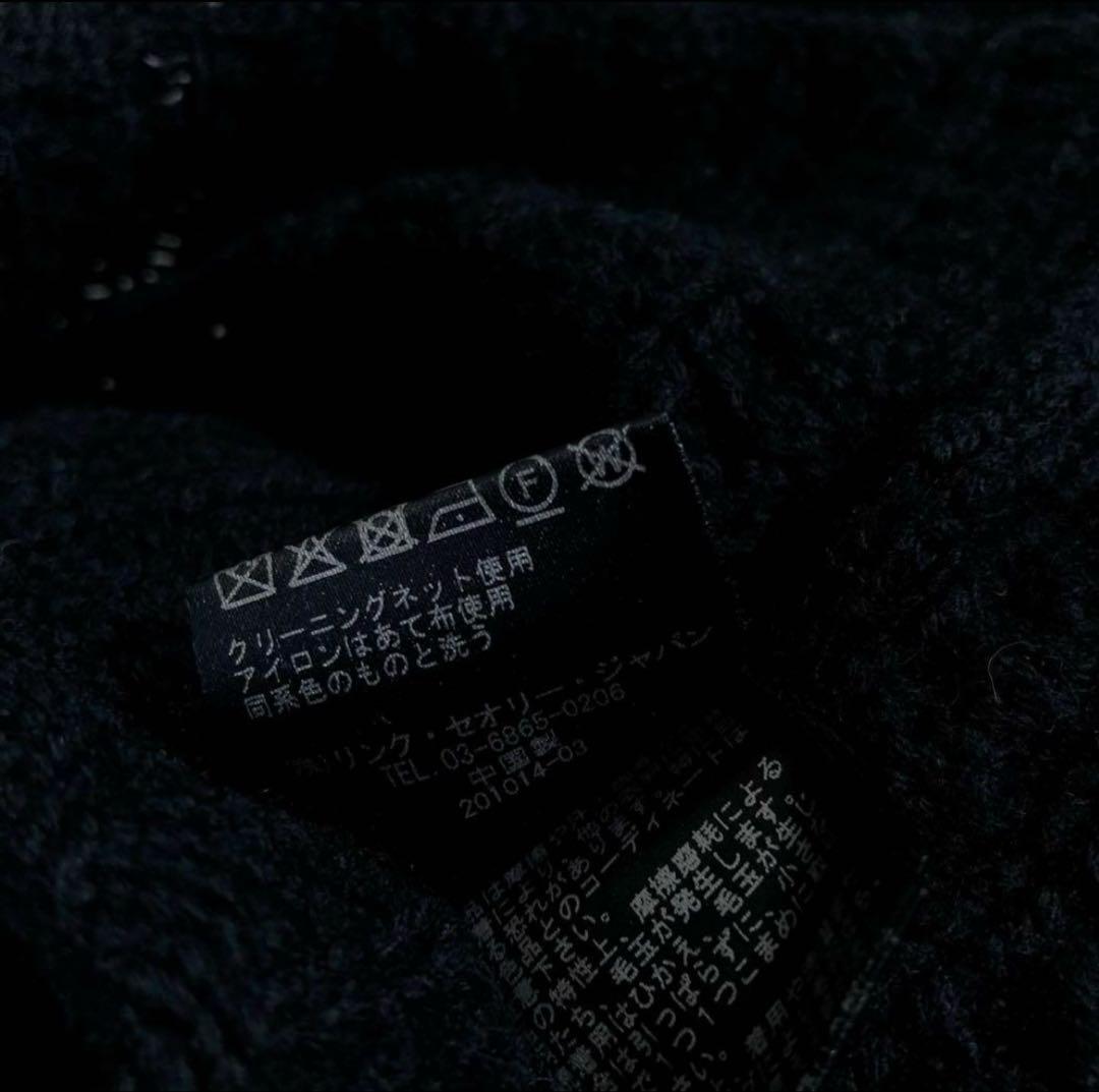 セオリー ケーブル編 カシミヤ混 ボトルネックプルオーバーニット ブラック