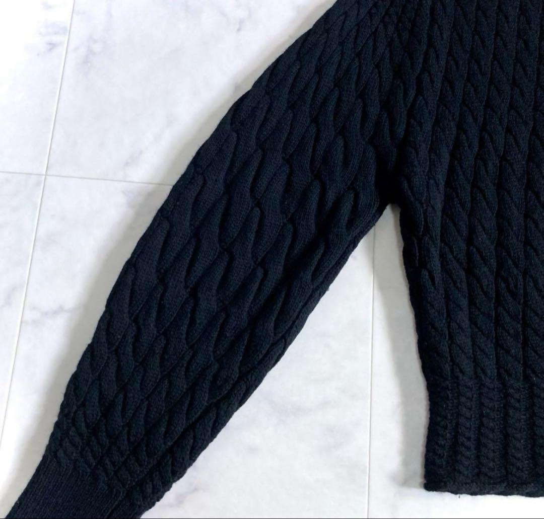 セオリー ケーブル編 カシミヤ混 ボトルネックプルオーバーニット ブラック