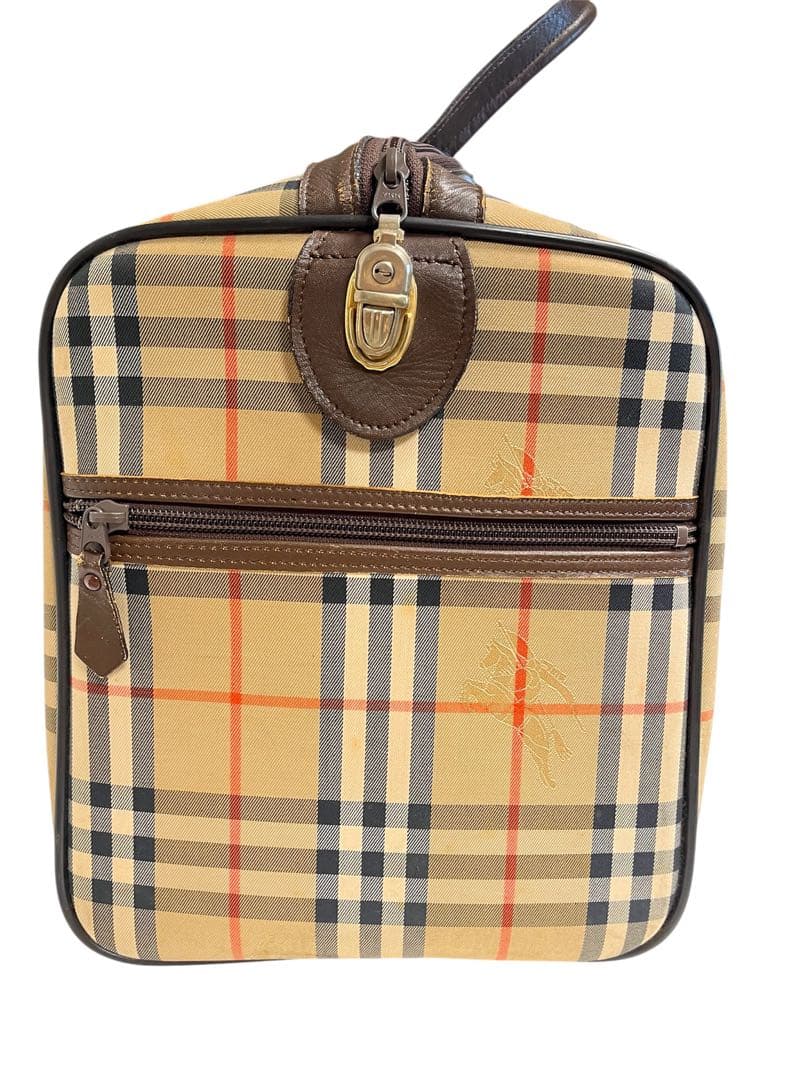 極美品 バーバリー ボストンバッグ ホースロゴ ノバチェック 大容量