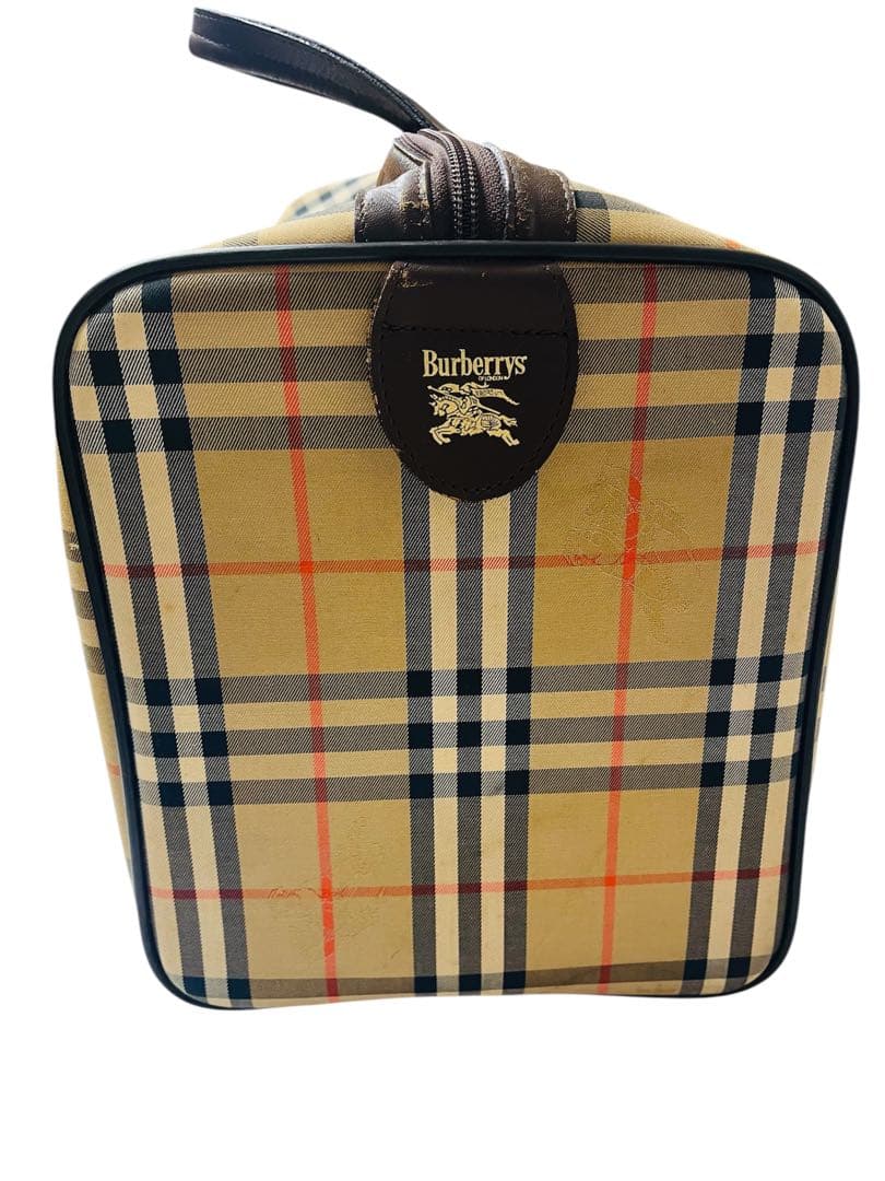 極美品 バーバリー ボストンバッグ ホースロゴ ノバチェック 大容量