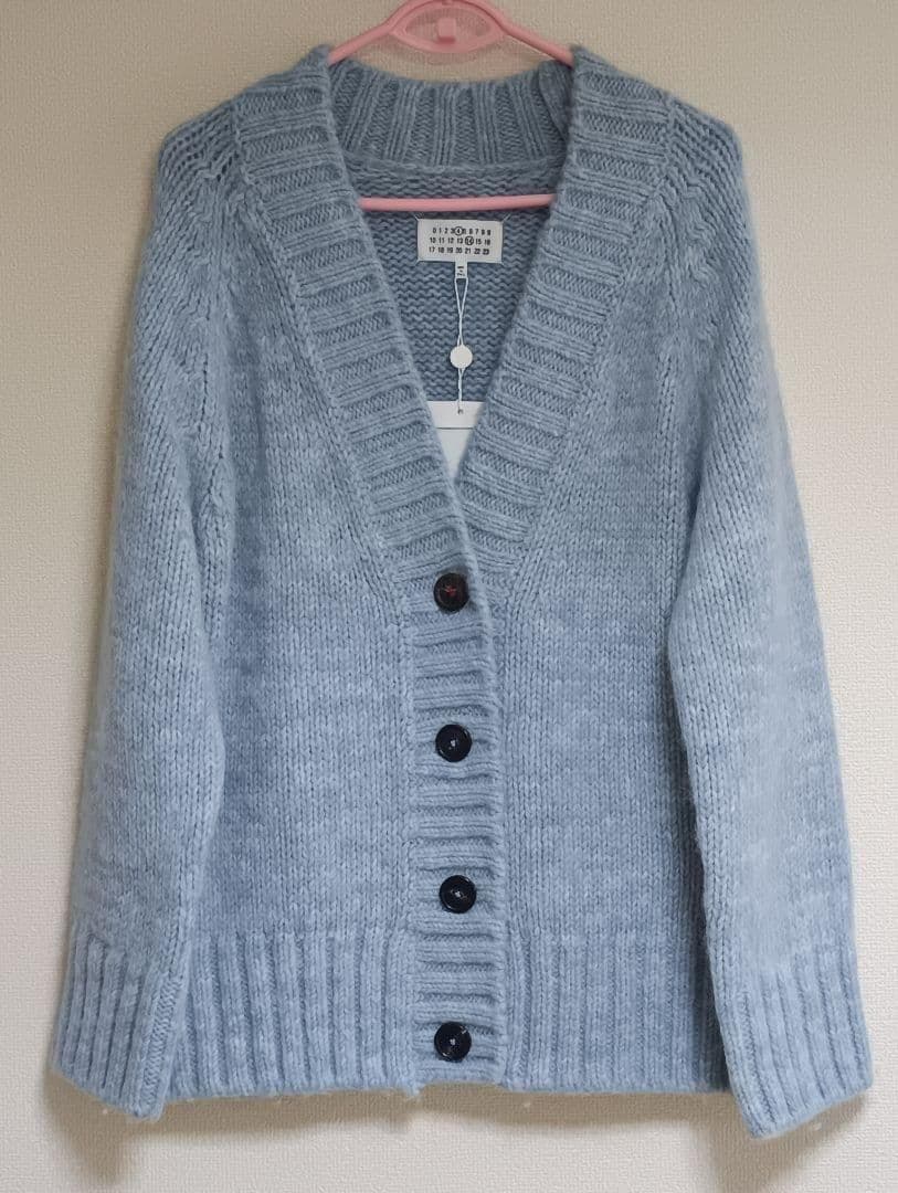 MaisonMargielaタグ付きブルーボタニカルダイカーディガン