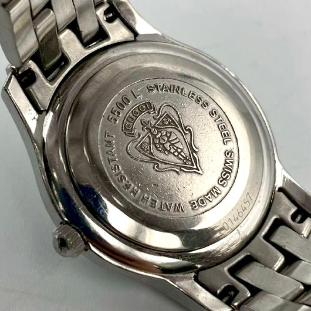 387 GUCCI グッチ 5500L 腕時計 デイト クォーツ シルバー文字盤