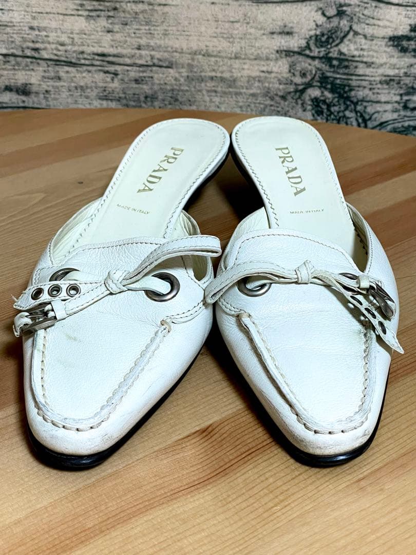 PRADA プラダ ミュール 白 ホワイト 35 22.5cm相当