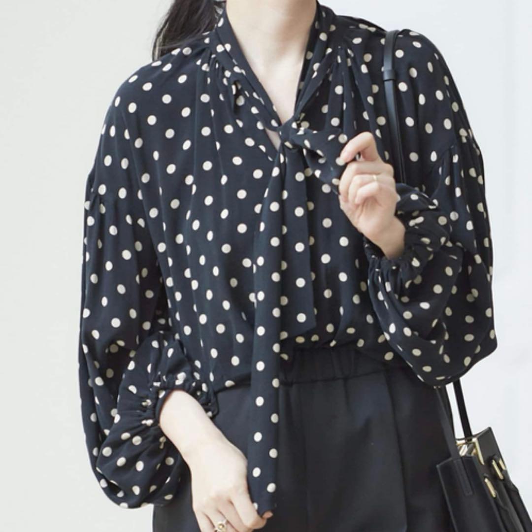 ジャーナルスタンダードレサージュボウタイドット柄ボリュームブラウスF