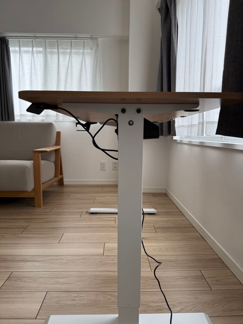 組み立て不要 Flexispot 140×60 電動昇降機能付きデスク オーク