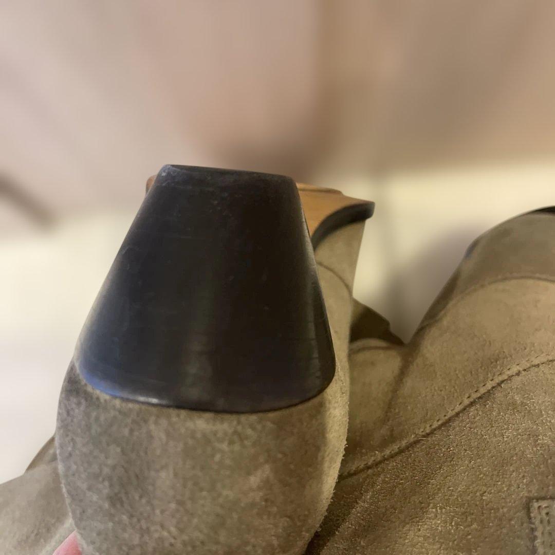 イザベルマランベージュスエード ロングブーツ スカラップデザインサイズ37美品